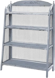 Lydia Pale Grey and Chicken Wire Bookshelf  Crestview Collection  Model CVFZR1512  Est. Retail $350
