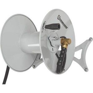 $180 Strongway Wall-Mount Hose Reel, Holds 58in. x 150ft. Hose, 150 PSI, 6ft. Lead-In Hose- MSRP $180