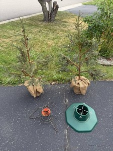Artificial Evergreen Trees With Stands & Burlap Root Balls (Lot of 2)