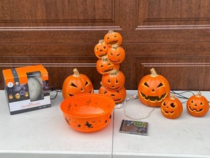 Halloween Decor Mixed Lot - Pumpkin Lights, Groundbreakers & Spooky Tunes CD