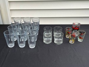Drinking Glasses - Clear Tumblers & Bird-Print Assorted (Mixed Lot)