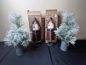 Christmas Wall Hanging Mixed Lot - Red Santa & Standing Frosted Trees