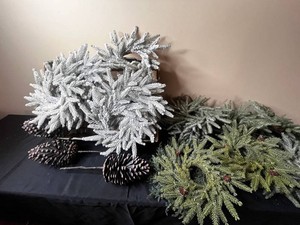 Artificial Christmas Greenery - Barbs Tree Farm Snow Flocked Pine (Mixed Lot)
