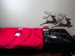Christmas Stocking Holders & 2 Large Red Cloth Carrying Bags