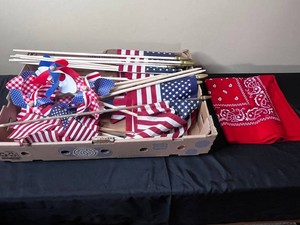Patriotic Flag Decorations Mixed Lot - Pinwheels, Flags & Bandanas