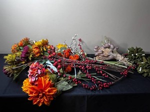 Artificial Flower Stems - Assorted Autumn Picks & Berry Sprays Mixed Lot