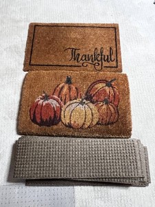 Door Mats Mixed Lot - Thankful, Pumpkin & Textured Mats