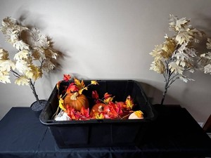 Fall Decor Mixed Lot - Pumpkins, Leaf Trees in Tote