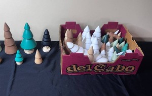Wood Christmas Tree Decor Assorted Trees Tallest 8 in