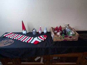Christmas Holiday Decor Mixed Lot - Gnomes, Stocking, Bells & Signs
