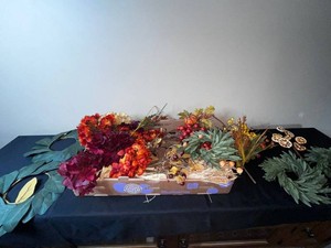 Artificial Fall Floral Wreaths & Sprays Mixed Lot