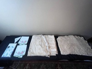 Decorative Crocheted Table Linens - Eddie Bauer Home School of Fish Queen Pillowcases & Embroidered Linens