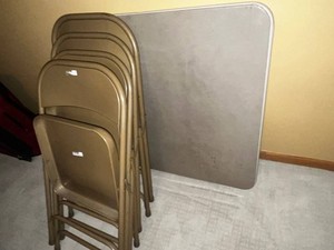 Folding Table & Chairs Mixed Lot - 1 Table, 4 Chairs