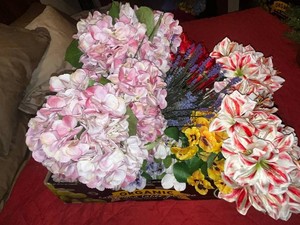 Artificial Flowers Mixed Bouquet Lot in Box