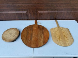 Wooden Cutting Boards - Assorted Paddle and Round (Lot of 3)