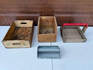 VTG Wooden Crate Set - 7Up the Uncola Mixed Storage Crates (Lot of 4)