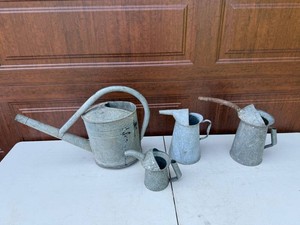 VTG Galvanized Watering Cans Vintage Farm Set (Lot of 4)