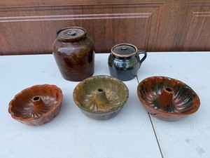 VTG Stoneware Pottery Vessel Set Mixed Lot of 5