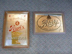 Two Mirrored Beer Signs