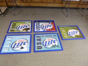 Five Miller Lite Salute to the Military Signs