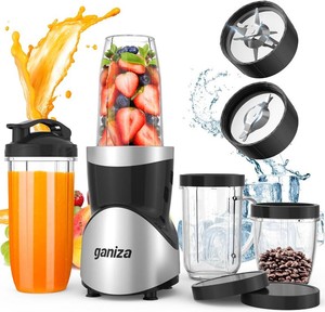 $35 Ganiza Smoothie Blender, 900W Blenders for Shakes and Smoothies, 15-Piece Personal Blender and Grinder Combo for Kitchen, Smoothies Maker with 4 BPA-Free Portable Cup, Nutritious Recipe