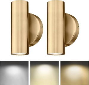 $80 2 Pack Wall Sconces,Indoor Up and Down Wall Lamps,Brass Gold  Indoor Wall Lighting for bedroom,hallway,living room,entryway