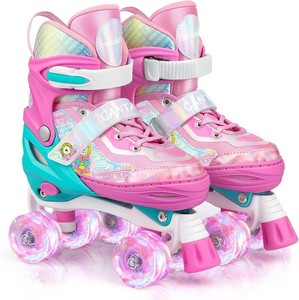 $36 Roller Skates for Kids Girls Boys 4 Size Adjustable Kids Roller Skates with Wheels Light up for Children, Teens, Beginner & Advance, Indoor Outdoor