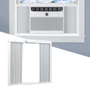 $42 Window AC Side Panel with Frame Set,Air Conditioner Accordion Filler Curtain Replacement for Window AC Units,Fits Most 12,000 BTU Units,White,2 Pack