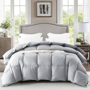 $104 WarmKiss Queen Size Down Comforter, Luxurious All-Season Duvet Insert with noiseless Skin-Friendly Tencel Blend Cover, Cloud-Soft & Breathable,8 Corner Tabs,Machine Washable,Grey (90 x 90)