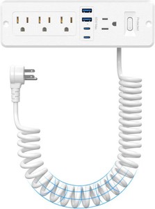 $40 Drawer Outlet Kit 65W USB C, Furniture Recessed Power Strip  Flush Mount Charging Station with 4 Outlets & 4 USB Ports for Home Office Cabinet 6FT Spring Cord White