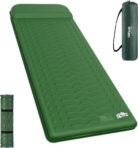 $60 HiiPeak Memory Sleeping Pad, Compact Thick Foam Sleeping Mats with Pillow, 9.5 R-Value Insulated Camping Mattress Pad, Easy Inflate & Deflate, Inflatable Sleep Mat for Backpacking Hiking Car Tent (Please Read Description)