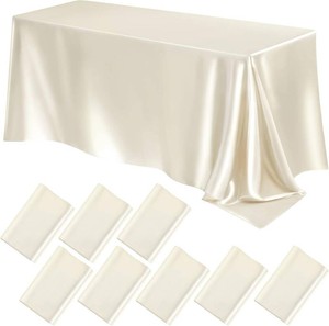 $47 Lounsweer 8 Packs Wedding Satin Tablecloth 102 x 58 in Rectangle,Ivory