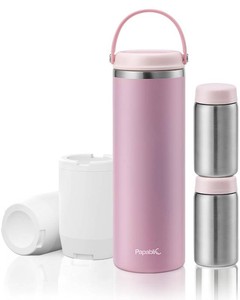 $85 Papablic 360  CapsuleChill Breastmilk Cooler for 24H Safe Storage, Portable Breast Milk Chiller for Working Mom, 20oz Travel Cooler with 2pcs Stainless Steel Baby Bottles, Sakura Pink