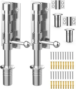 $50 Heavy Duty Slide Bolt Gate Latch Hardware, 6.3 Inch Solid 304 Stainless Steel Latches Electroplating Finish, Barrel Bolt Lock for Wooden Fence, Yard Door, Barn Door, Shed Door, Interior
