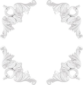 $28 Corner Molding Ornament for Walls, French Style Decorative Accent with Floral Pattern, Angel Style Large, 4 Pieces