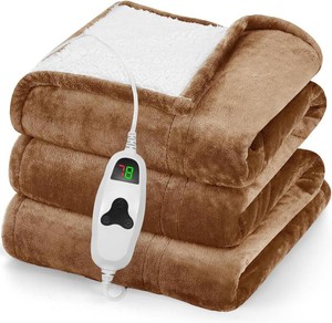 $28 greenoak Heated Blanket Electric Throw 50X60, Heating Blanket with 10 Heat Levels 8 Hours Auto-Off,Fleece Soft Blanket, Birthday Gifts for Grandma Seniors, Brown