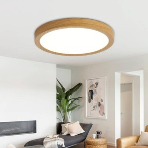 LED Flush Mount Ceiling Light 7 inch 1Pack Super Slim Dimmable & 5CCT (2700-6500K) Kitchen Lighting Fixtures Ceiling - 12W Wooden Low Profile Ceiling Lamp for Bedroom Garage Hallway