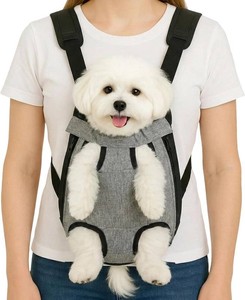 $23 Dog Backpack Carrier, Front Pocket for Essentials, Legs Out Carrying Sling Travel Bag for Small Medium Dogs 4-7 Lbs, Soft Wearable Puppy Chest Carry Backpacks for WalkingHikingCampingTraveling