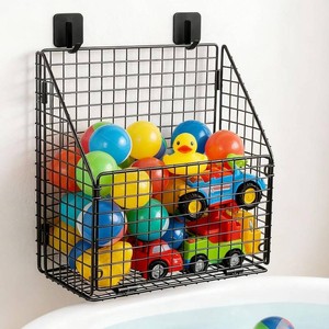 $23 Greentainer Bath Toy Storage Organizer, Large Foldable Bathtub Toy Holder with Drainage, No Drill Adhesive Wall Mounted Rustproof Metal Wire Basket for Bathroom Tub & Shower Toys