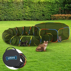 $38 Outdoor Cat Enclosure - Portable Catio Playground for Cat Run, Kitty and Small Animals - Tent & Tunnels for Outside and Indoor Play