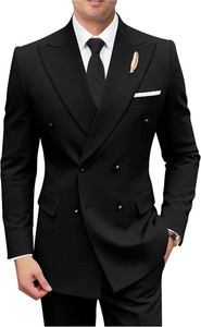 $66 Men Suits 2 Piece Double Breasted Slim Fit Suit Jacket Pants Set  Double Breasted Men Suits, Slim Fit 2 Piece Suit for Wedding, Peak Lapel Suit Jacket Pants Set, Formal Business Prom Tuxedos Size M