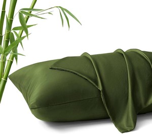 MR&HM Queen Pillow Cases Set of 2, Cooling Pillow Case for Hot Sleepers 20x30, Breathable & Moisture Wicking, Soft Envelope Pillowcases, Rayon Derived from Bamboo & Polyester Blend (Olive Green)