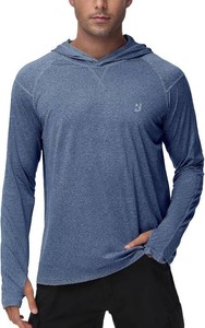 Roadbox Mens UPF 50 Fishing Shirts, Long Sleeve UV Sun Hoodie, Hiking Running Swim Athletic Workout Shirt Size Xl