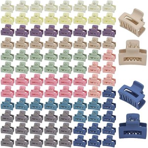 Dizila 100 Pieces 2.5cm0.1 Candy Color Small Non-slip Rectangle Plastic Hair Claws Clips Mini Hair Clamps Barrettes Hair Accessories for Women Girls Teens Kids