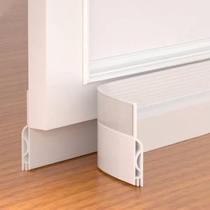 Door Draft Stopper,Adjustable Door Sweep for Bottom of Door,Silicone Weather Stripping Door Bottom Seal Blocker Air Noise,Under Door Gap Filler for InteriorExterior Doors(White, 39inch)
