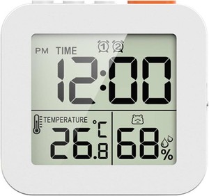 Digital Timer Shower Clock with Alarm, Bathroom Kitchen Wall Clock, White