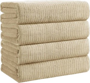 $40 Bath Towels Set of 4 Extra Large 35 x 70 Inches,Luxury Thick High Absorbent and Quick Dry Bath Sheet,Ultra Soft Microfiber,Bathroom,Beach,Yoga,Sport,SPA,Fitness (Beige)