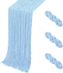 3 Pack Baby Blue Cheesecloth Table Runner, 17 x 108 Inch, Gauze Cheese Cloth Table Runner Rustic Sheer Runner for Wedding Birthday Party Baby Shower Table Decor(Baby Blue)