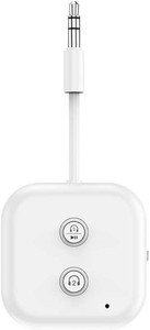 Bluetooth 5.3 Transmitter Receiver for up to 2 Headphones, Dual Link 3.5mm Aux Audio Adapter, 2-in-1 Wireless Bluetooth Transmitter Audio Adapter for in-Flight TV, Airplanes, Gym, Car, PC