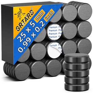 Grtard 50PCS Ceramic Magnets for Crafts, 25x5mm Strong Round Magnets  Small Round Circle Magnet with Adhesive Backing, Perfect for DIY, Craft Hobbies, Refrigerator, Workshop, Science Projects (missing pieces)